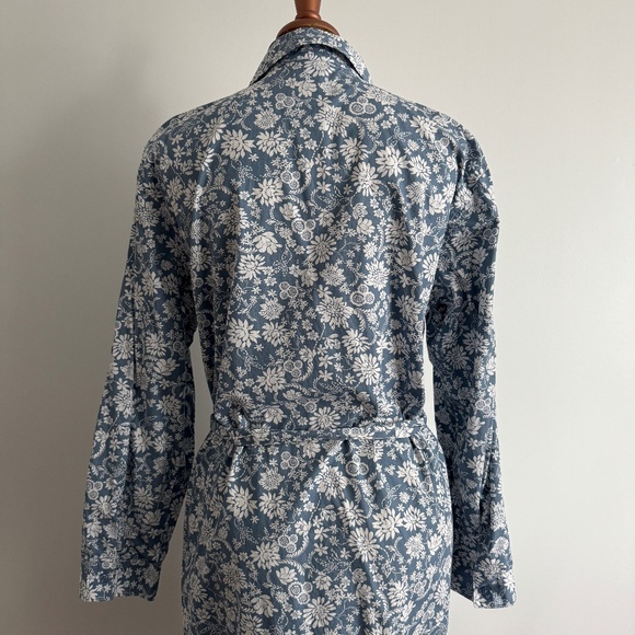 Chaps - Blue and White Floral Button Down Midi Dress - Picture 6 of 12